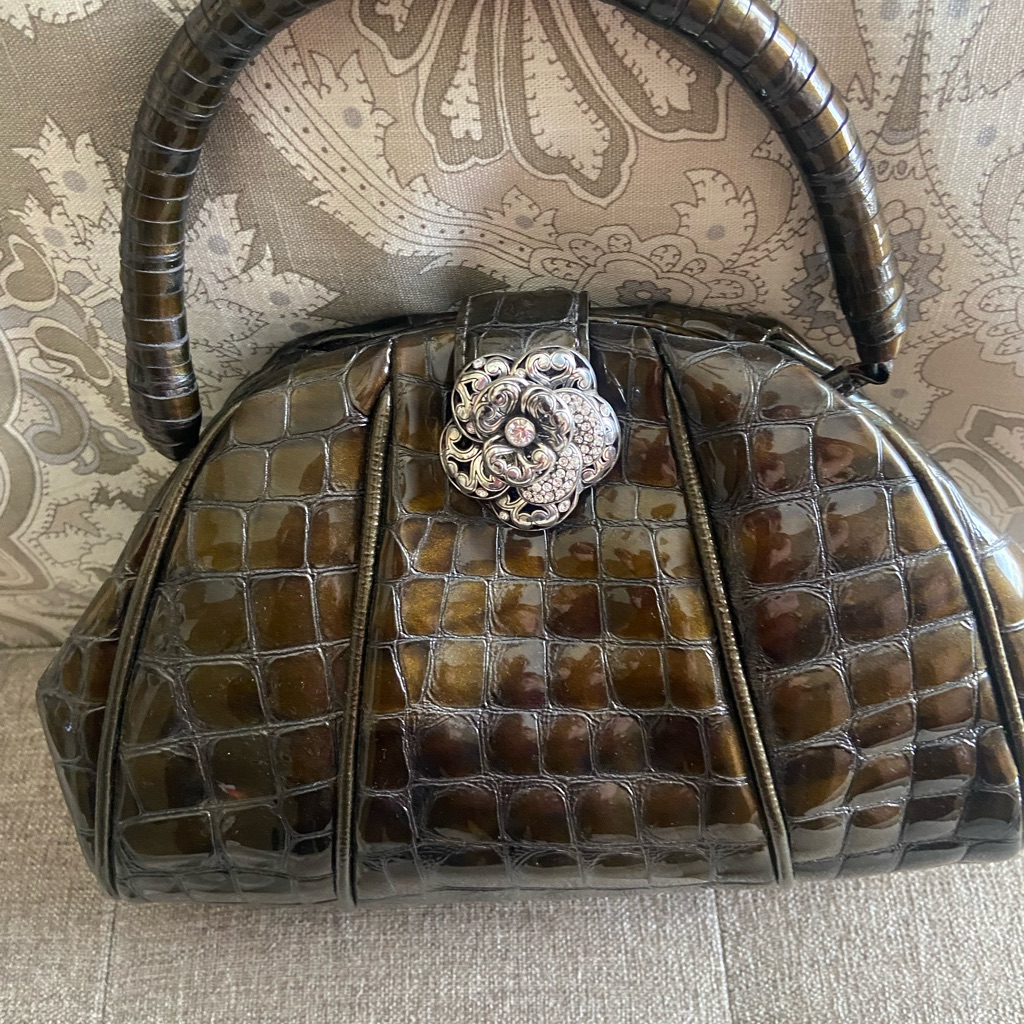 Vera Bradley Brown Crocodile Pattern Clutch